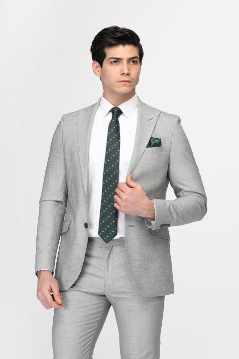 Slim Fit Suit Light Gray - Image 3