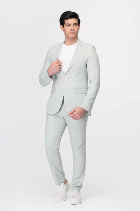 Slim Fit Suit Light Green - Image 3