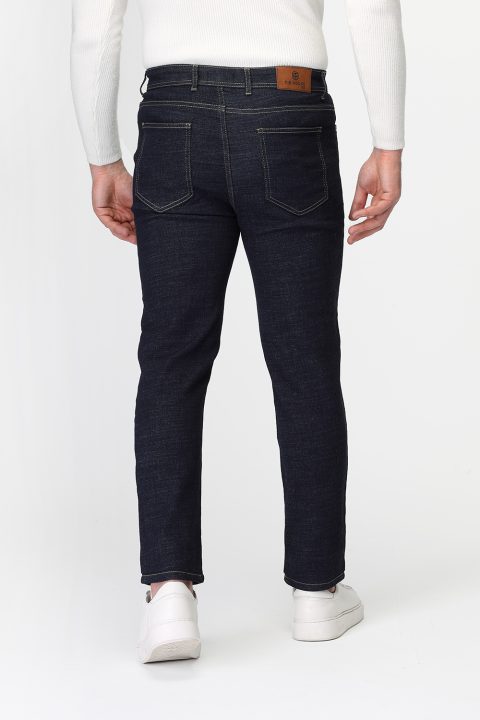 Slim Straight Fit Trousers Jeans Dark Blue - Image 5