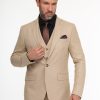 Slim Fit Suit Beige - Image 4