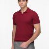 Polo Shirt Regular Fit Knitted Maroon - Image 3