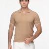 Polo Shirt Regular Fit Knitted Beige - Image 3