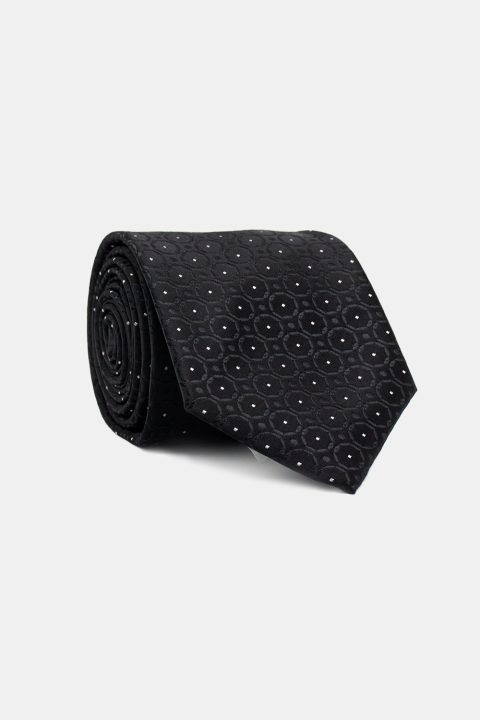 Jacquard Tie 7 cm Black