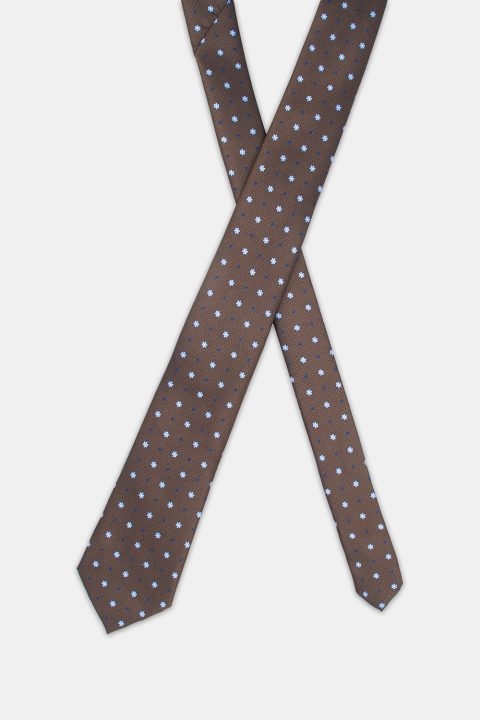 Jacquard Tie 7 cm Brown - Image 2