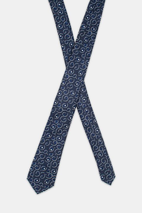 Jacquard Tie 7 cm Dark Blue - Image 2