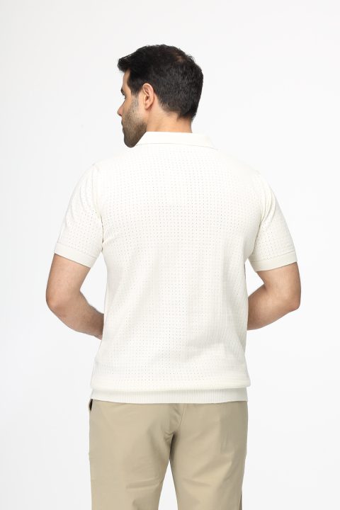 Polo Shirt Regular Fit Knitted Beige - Image 3
