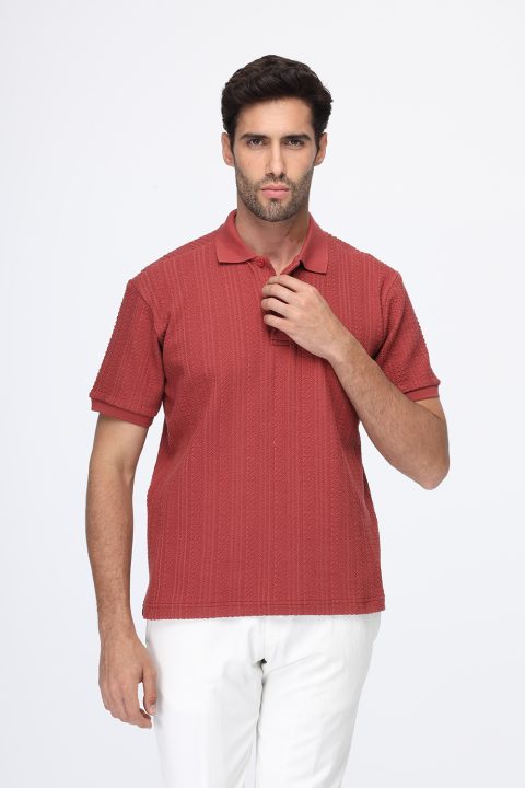 Polo Shirt Regular Fit Knitted Maroon