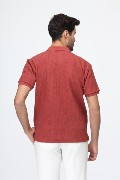 Polo Shirt Regular Fit Knitted Maroon - Image 3