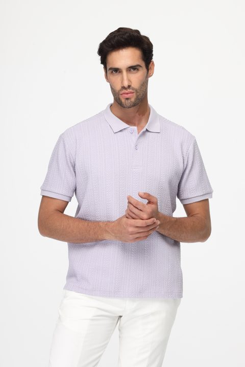 Polo Shirt Regular Fit Knitted Light Purple