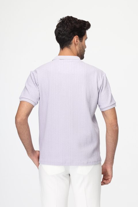 Polo Shirt Regular Fit Knitted Light Purple - Image 3
