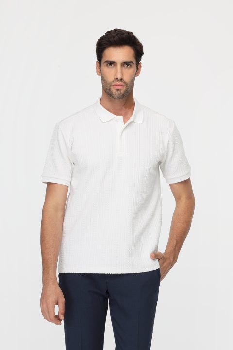 Polo Shirt Regular Fit Knitted Off White