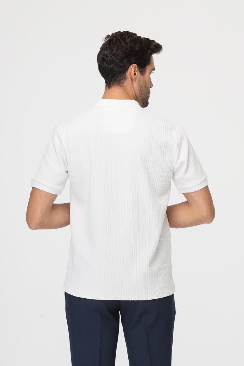 Polo Shirt Regular Fit Knitted Off White - Image 3