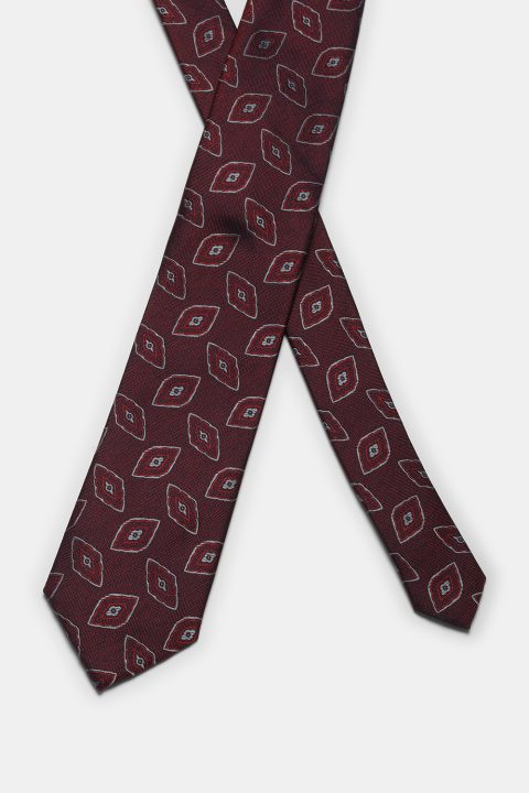 Jacquard Tie 7 cm Maroon - Image 2