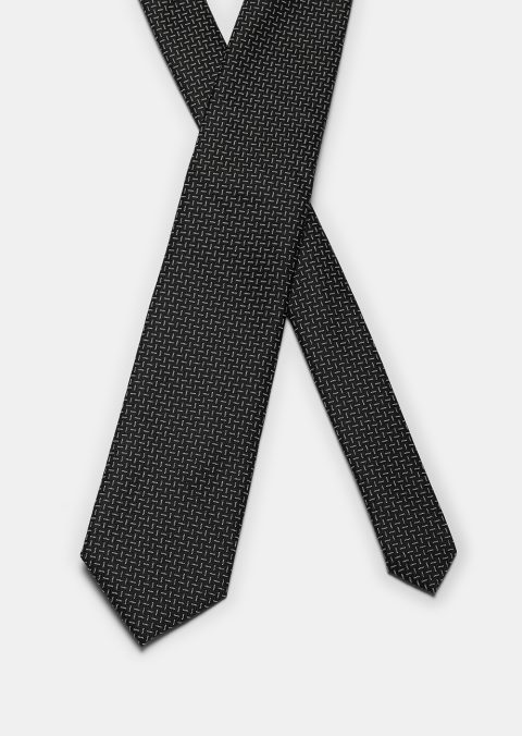 Jacquard Tie 7 cm Black - Image 2