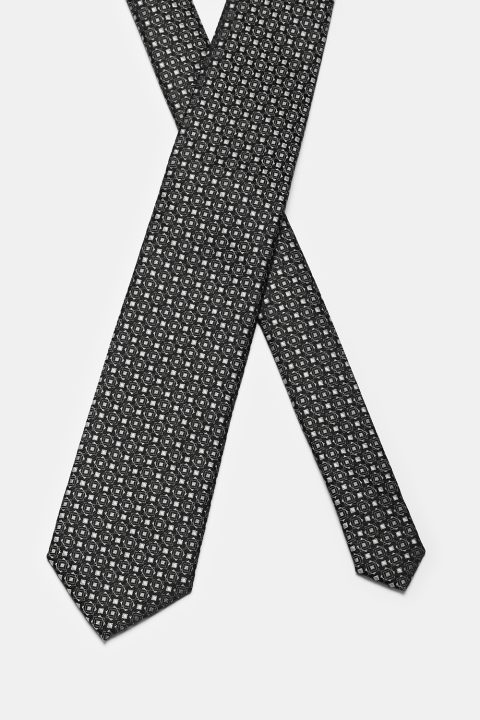 Jacquard Tie 7 cm Black - Image 2