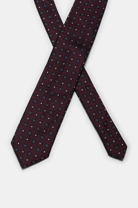 Jacquard Tie 7 cm Maroon - Image 2