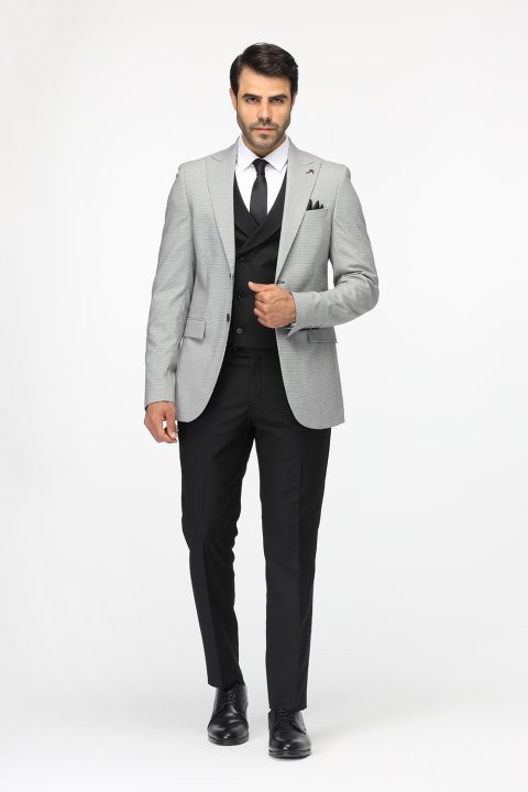 Slim Fit Suit Light Gray