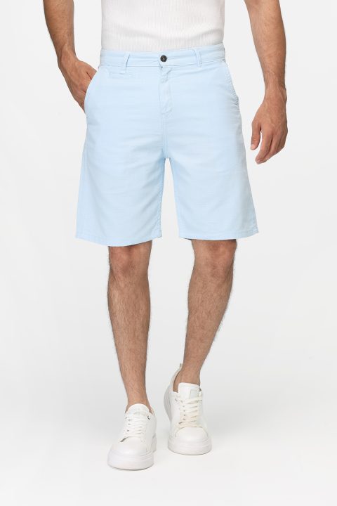 Regular Fit Linen Short Light Blue