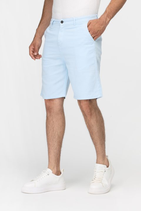 Regular Fit Linen Short Light Blue - Image 3