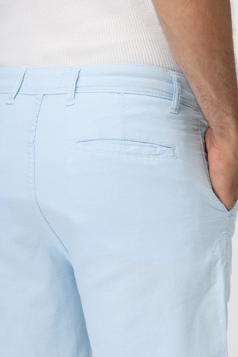 Regular Fit Linen Short Light Blue - Image 4