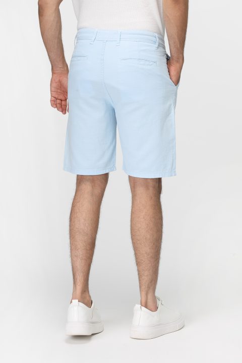 Regular Fit Linen Short Light Blue - Image 5