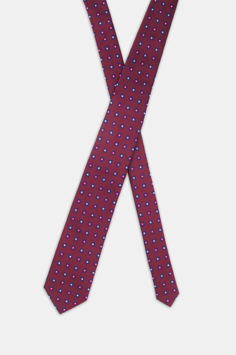 Jacquard Tie 7 cm Maroon - Image 2