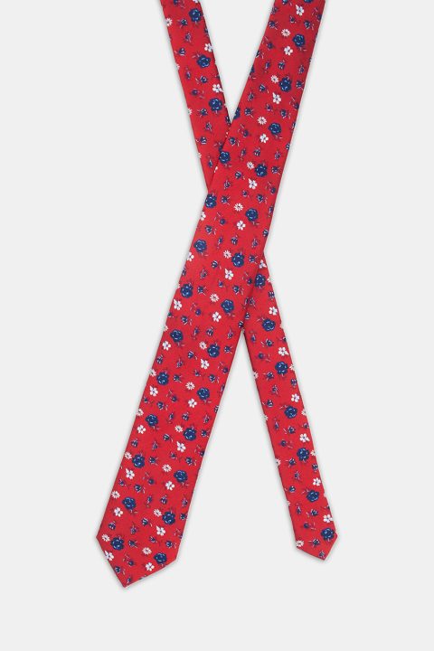 Jacquard Tie 7 cm Red - Image 2