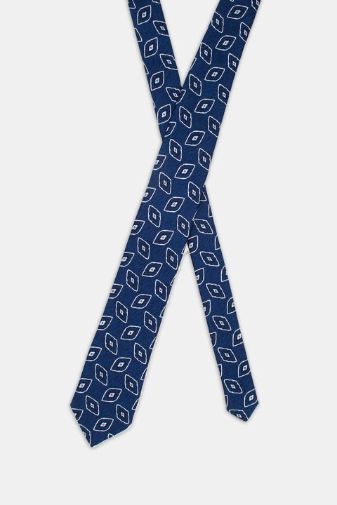 Jacquard Tie 7 cm Dark Blue - Image 2