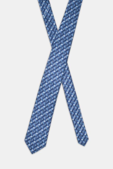 Jacquard Tie 7 cm Dark Blue - Image 2