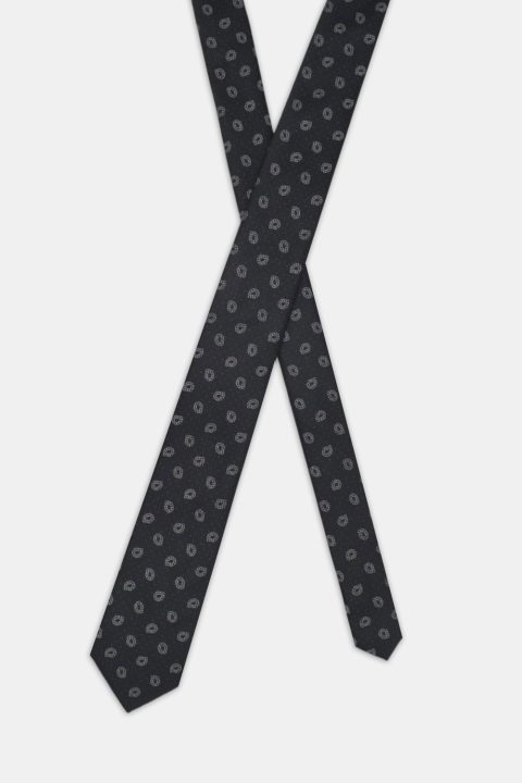 Jacquard Tie 7 cm Black - Image 2