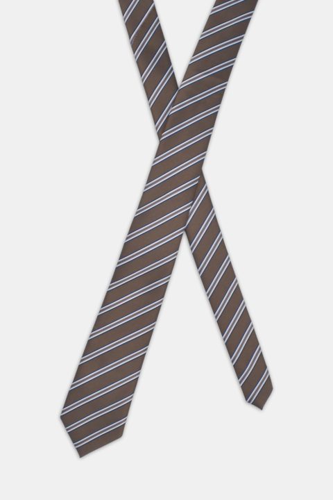 Stripe Tie 7 cm Dark Brown - Image 2