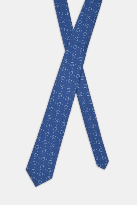 Jacquard Tie 7 cm Dark Blue - Image 2