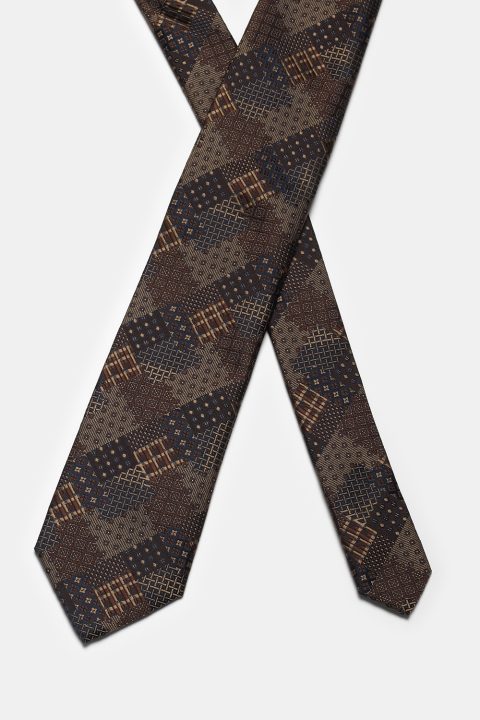 Jacquard Tie 7 cm Brown - Image 2