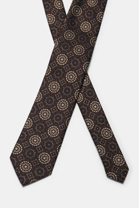 Jacquard Tie 7 cm Brown - Image 2