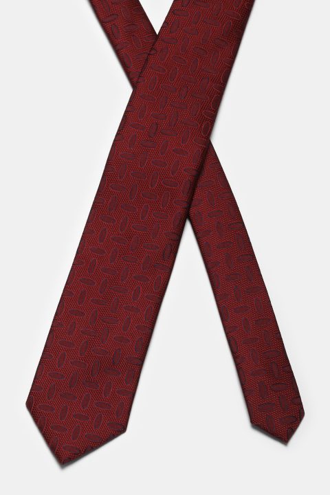 Jacquard Tie 7 cm Maroon - Image 2
