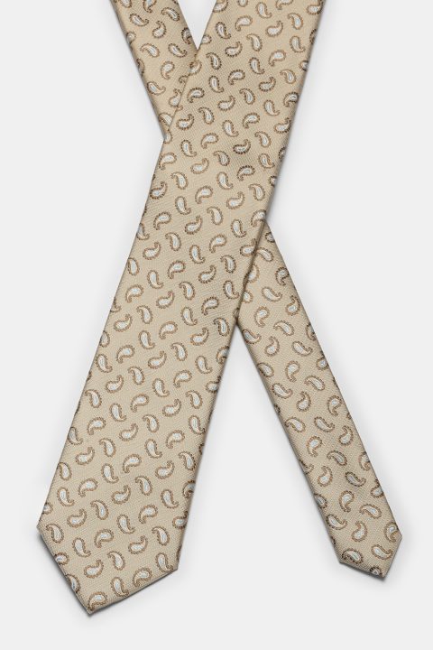 Jacquard Tie 7 cm Beige - Image 2