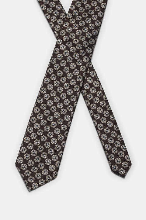 Jacquard Tie 7 cm Brown - Image 2