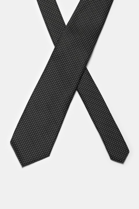 Jacquard Tie 7 cm Black - Image 2