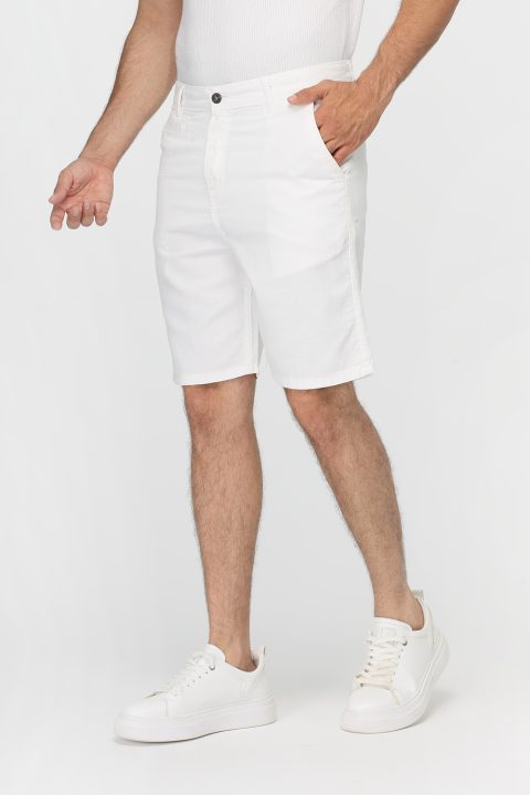 Regular Fit Linen Short White - Image 3