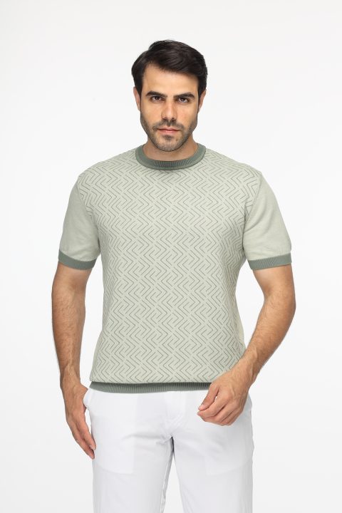 Regular Fit Knitted T-Shirt Light Green