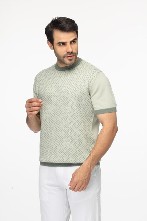 Regular Fit Knitted T-Shirt Light Green - Image 3