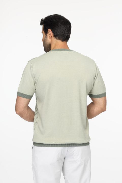 Regular Fit Knitted T-Shirt Light Green - Image 4