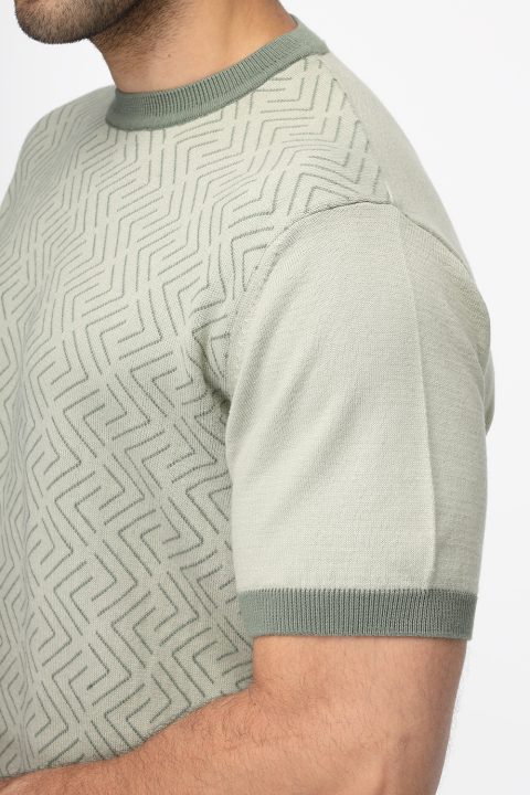 Regular Fit Knitted T-Shirt Light Green - Image 5