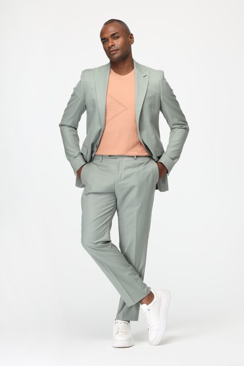Slim Fit Suit Light Green - Image 3