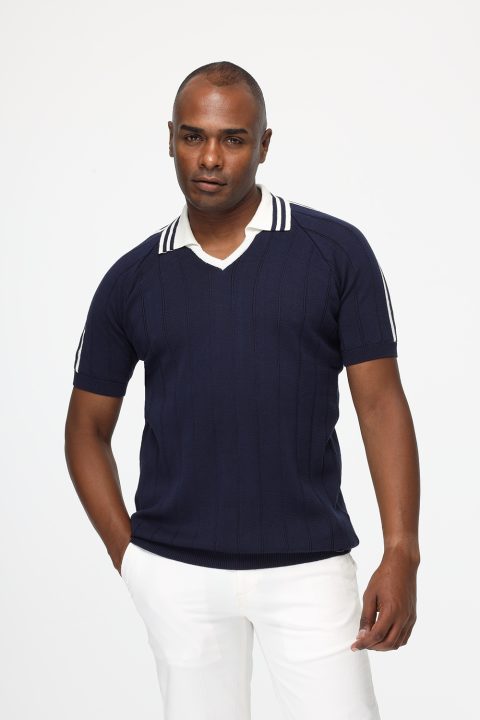 Polo Shirt Regular Fit Knitted Dark Blue