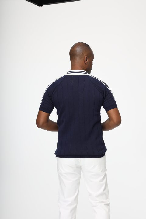 Polo Shirt Regular Fit Knitted Dark Blue - Image 3