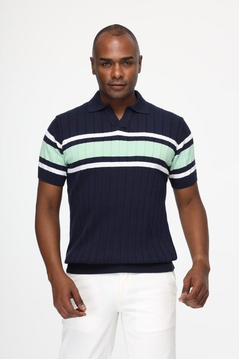 Polo Shirt Regular Fit Knitted Dark Blue