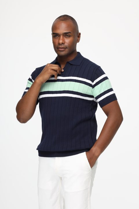 Polo Shirt Regular Fit Knitted Dark Blue - Image 3