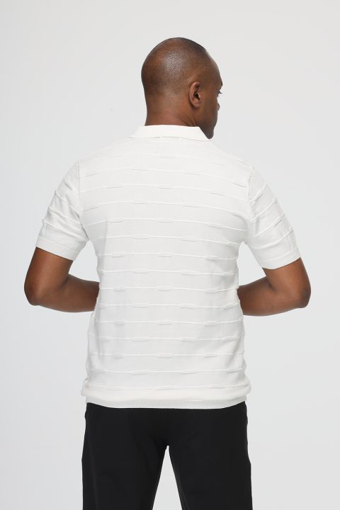 Polo Shirt Regular Fit Knitted White - Image 3