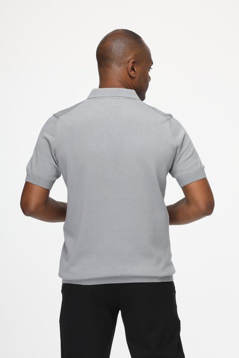 Polo Shirt Regular Fit Knitted Gray - Image 4